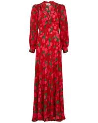RIXO London - Emory Floral-print Silk Maxi Dress - Lyst