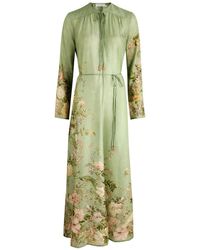 Zimmermann - Waverly Floral-Print Silk Maxi Dress - Lyst