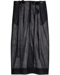 Simone Rocha - Bow-Embellished Sheer Tulle Midi Skirt - Lyst