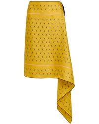 Otzio - Margot Printed Asymmetric Silk Midi Skirt - Lyst