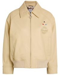 AN-Y1 - Logo-Appliquéd Leather Bomber Jacket - Lyst