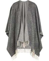 Eileen Fisher - Fringed Brushed Cotton-Blend Poncho - Lyst