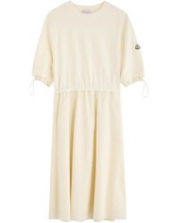 Moncler - Abito Cotton And Woven Midi Dress - Lyst