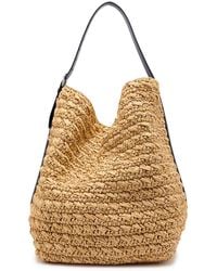 TOTEME - Leather And Raffia Tote Bag - Lyst