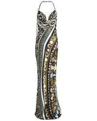PUCCI - Printed Halterneck Satin-Silk Maxi Dress - Lyst
