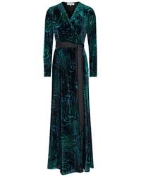 Diane von Furstenberg - Jareth Printed Velvet Maxi Wrap Dress - Lyst