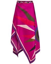 PUCCI - Hawaii Asymmetric Silk Midi Skirt - Lyst