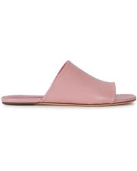 nude leather sliders