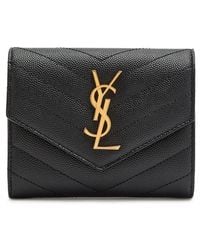 Saint Laurent - Logo-Plaque Quilted Envelope Wallet - Lyst