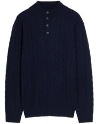 Aurélien - Cable-Knit Wool And Cashmere-Blend Polo Jumper - Lyst