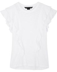 Veronica Beard - Bea Ruffled Cotton T-shirt - Lyst