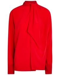 Victoria Beckham - Draped Asymmetric Silk Blouse - Lyst