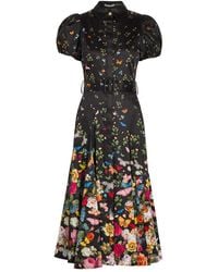 Alice + Olivia - Henrietta Floral-Print Stretch-Cotton Midi Dress - Lyst