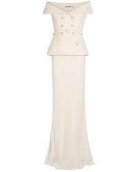 Self-Portrait - Tailored Double-Breasted Bouclé Maxi Dress - Lyst