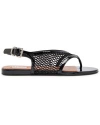 Alaïa - Fishnet Patent Leather Thong Sandals - Lyst