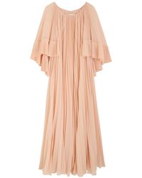 Zimmermann - Pleated Cape-Effect Chiffon Maxi Dress - Lyst