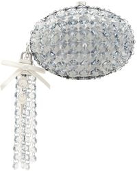 Self-Portrait - Oval Crystal-Embellished Satin Clutch - Lyst