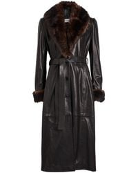 Nour Hammour - Baez Fur-Trim Leather Trench Coat - Lyst