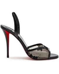 Christian Louboutin - Miss Z 100 Lace And Leather Slingback Sandals - Lyst