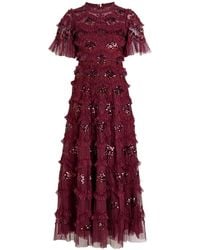 Needle & Thread - Daisy Wave Ruffled Sequin-Embellished Tulle Gown - Lyst