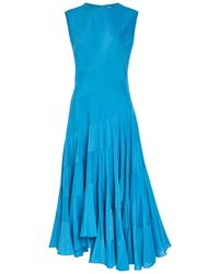 Tory Burch - Flared Cotton And Silk-Blend Midi Dress - Lyst