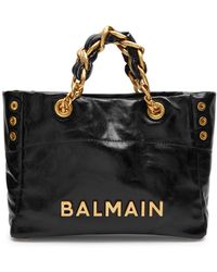 Balmain - 1945 Soft Small Leather Tote - Lyst