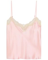 Reformation - Teddy Lace-Trim Silk Top - Lyst