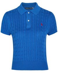 Polo Ralph Lauren - Logo-Embroidered Cable-Knit Cotton Polo Top - Lyst