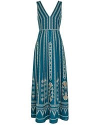 Emporio Sirenuse - Nellie Ballerina Embroidered Linen-Blend Midi Dress - Lyst