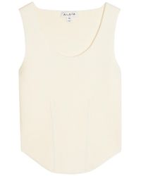 Alaïa - Corset Fine-Knit Wool-Blend Vest Top - Lyst
