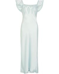 LoveShackFancy - Karmine Lace-Trim Satin Midi Dress - Lyst