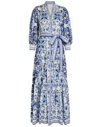 Alice + Olivia - Cora Floral-Print Stretch-Cotton Maxi Shirt Dress - Lyst