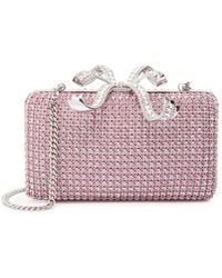 Self-Portrait - Crystal-Embellished Satin Box Clutch - Lyst