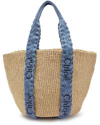 Chloé - Woody Large Woven Raffia Tote - Lyst