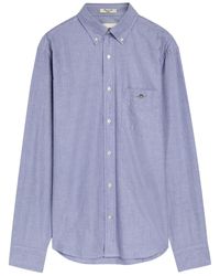 GANT - Logo-Embroidered Cotton Oxford Shirt - Lyst