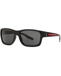 Prada Linea Rossa - Black Square-frame Sunglasses - Lyst