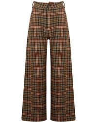 Free People Shape Up Checked Cotton Pants - Brown