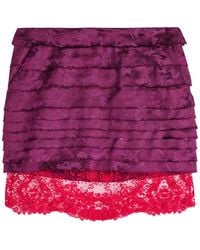Saint Laurent - Tiered Floral-Jacquard Woven Mini Skirt - Lyst