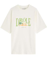 Drole de Monsieur - Le T-Shirt Tennis Court Printed Cotton T-Shirt - Lyst