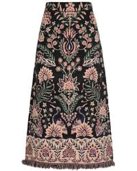 FARM Rio - Marvelous Garden Floral-Jacquard Knit Midi Skirt - Lyst