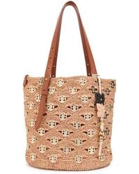 Rabanne - Disc-Embellished Raffia Bucket Tote Bag - Lyst