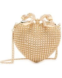Self-Portrait - Heart Crystal-Embellished Satin Clutch - Lyst