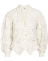 Isabel Marant - Nina Cutwork-Embroidery Cotton And Linen-Blend Blouse - Lyst