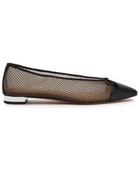 Aquazzura - Gioia Mesh And Leather Ballet Flats - Lyst