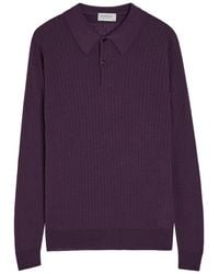 John Smedley - Hodson Ribbed Merino Wool Polo Shirt - Lyst