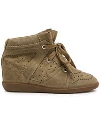 Isabel Marant - Bobby 50 Perforated Suede Wedge Sneakers - Lyst
