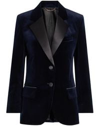 Victoria Beckham - Satin-Trim Velvet Blazer - Lyst