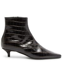 Totême - Totême 40 Crocodile-effect Leather Ankle Boots - Lyst