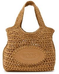 Tod's - Mancini Mini Raffia Top Handle Bag - Lyst