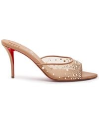 Christian Louboutin - Miss Z 80 Embellished Mesh And Leather Mules - Lyst